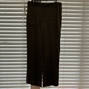 Tom Ford Silk Wide Leg Pants in Dark Olive Green